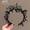 Nova Elegante Faixa de Cabeça de Malha com Cristais para Mulheres Gaze de Seda de Alta Qualidade com Pente Novo Celebridade da Internet Topo Alto Pressionador de Cabelo Acessório de Cabelo