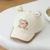 Gorra para niños para primavera y otoño, Gorra de béisbol de pana con diseño de oso, linda gorra de pico de pato para niños y niñas