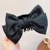 Presilha de cabelo elegante com laço grande, acabamento acetinado, pinça tubarão de verão para mulheres, acessório de cabelo oversized para a parte de trás da cabeça