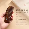Peine de Sándalo, Peine Pintado a Mano con Detalles Dorados, Peine de Madera Grande, Peine para el Cabello de Dientes Finos, Peine Portátil Grabado de Luna