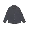 Yidao Vintage 2025 Outono Nova Camisa Retro Japonesa de Cor Sólida com Textura, Bolso Patch, Corte Solto Casual de Manga Longa para Homens