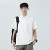 Camisa Polo Manga Curta com Gola Reversível para Homens, Camiseta Casual Pesada