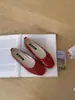 Zapatos de Noche Rojos Redondos Estilo Retro de Hong Kong para Mujer con Lazo, Elegantes Zapatos Planos para el Día a Día, Nueva Tendencia de Moda 2026