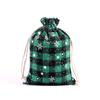 Pacote de Algodão Xadrez de Natal com Bolso e Cordão Bolsa de Algodão Xadrez de Natal Bolsa Burny Bolsa de Presente de Natal Bolsa de Doces