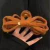 Presilha de Cabelo com Laço de Lã Feminina Outono e Inverno Senso de Alta Qualidade Lã Grande Prendedor de Cabelo Shark Clip para Parte de Trás da Cabeça Acessório de Cabelo