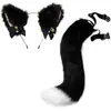 Cosplay Tiara de Orelhas de Gato Cauda de Gato Joias Feito à Mão Fofa Menina Gato Orelha de Animal Acessórios de Cabelo Conjunto de Acessórios de Cauda de Animal