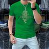 Camiseta de manga corta con cuello redondo para hombre, diseño de dragón con diamantes de imitación, de algodón mercerizado, cómoda, transpirable, de corte entallado y media manga.