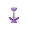 Piercing de Umbigo Transfronteiriço Europeu e Americano Borboleta Piercing Botão de Umbigo Zircônia Unha de Umbigo Aliexpress Joias de Piercing Corporal
