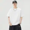 Camiseta de Verão Estilo Americano Explosões Gelo Cor Sólida Gola Redonda Manga Curta Masculina Solta Versátil alta qualidade Camiseta Branca Top Masculino