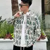 Camisa de Manga Larga Estampada Nuevo Diseño Otoño Estilo Japonés Retro Tendencia Estampado Letra Desgastada Sensación Camisa Casual Completa