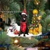 2022 Nuevo Producto Transfronterizo Creativo Adornos Navideños de Perro y Muñeco de Nieve Regalos de Navidad Adornos Planos de Acrílico para Coche