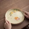 Bandeja de Chá Cerâmica Criativa Pequena com Bandeja Redonda de Bolhas Secas e Bandeja de Frutas para Armazenar Folhas de Chá