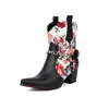 Botas de tacón alto botas de punta nuevo estampado grueso 40 Europa Occidental y Estados Unidos comercio exterior 48 botas de cowboy botas martin tubo corto costura mujer