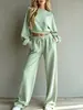 Conjunto de Sudadera Casual Minimalista de Manga Larga Corta y Pantalones de Pierna Ancha Estilo Europeo y Americano Nuevo Otoño/Invierno 2026
