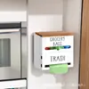 Caja de Almacenamiento de Madera para Pared Transfronteriza Caja de Almacenamiento para Bolsas de Basura de Cocina Sala de Estar Caja de Almacenamiento con Compartimentos de Madera Maciza para Uso Diario