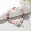 Pulseira de Cristal Morango Rosa Cristal Pedrinhas Flor Design Feminino Senso de Personalidade Niche Irregular Amigas Pulseira de Cristal Atacado
