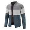 Suéter de rayas de talla grande para hombre, nuevo jersey de punto grueso con forro polar, cálido, para otoño e invierno.