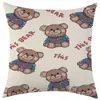 Funda de Almohada de Oso de Dibujos Animados Nueva Temu Transfronteriza Animal de Dibujos Animados Lino Cojín Lumbar Etiqueta Jit Dropshipping