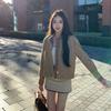 Gabardina de Retazos a Cuadros de Moda para Mujer, Chaqueta Corta, Nuevo Estilo de Otoño, Chaqueta Top Moda Petite que Reduce la Edad
