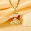 Europeu e Americano Transfronteiriço Novo Produto Elegante Urso Feminino Corrente de Clavícula Pingente Fashion Versátil Cobre Banhado a Ouro High-End Incrustado com Diamante
