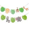 Bandeira verde do animal da folha Garland terno tropical selva animal bandeira espiral bolo vara por atacado personalização
