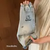 Novos estilos de outono e inverno de calças de brim macias para meninas, calças compridas para meninas pequenas, calças da moda de perna larga, forradas com fleece e espessadas para aquecimento extra, estilo coreano