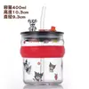 Nuevo Vaso de Vidrio con Popote de Animal Lindo de Aspecto Elegante Lujo Ligero Gran Capacidad Vaso de Agua Estudiante Dibujos Animados Portátil Vaso con Popote