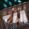 Pendientes de plumas transfronterizos Bohemianos largos con gancho para la oreja personalidad accesorios de turismo de Yunnan joyería retro una generación de cabello