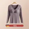 Venta Directa de Fábrica Popular Transfronteriza Top Térmico de Terciopelo Alemán para Mujer con Almohadillas Incorporadas en el Pecho, Capa Base de Manga Larga sin Costuras para Otoño e Invierno