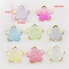 Contas de Acrílico Coloridas com Gradiente e Borda Dourada, Flor de Cerejeira de Cinco Pétalas, 23mm, para Pulseira DIY Feita à Mão, Joias Estilo Vintage