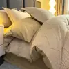 Conjunto de Roupa de Cama de Flanela de Algodão Lavado com Estampa Fresca Quatro Peças Lençol Capa de Edredom Fronha Fronha Conjunto de Três Peças para Cama de Solteiro de Dormitório Estudantil