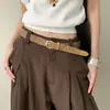 Cinto de Alta Qualidade Estilo Old Money Tecido à Mão para Mulheres Acessório com Senso de Design Cinto de Couro Sem Furo para Jeans Decorativo