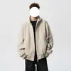 Chaqueta de Trabajo Corta Color Caqui para Hombre Primavera Otoño Corte Limpio con Capucha Estilo Béisbol Retro Americano Chaqueta Harrington