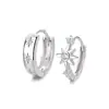 Pendientes Asimétricos de Plata de Ley S925 con Estrella de Ocho Puntas y Diamante Brillante Estrella de Cuatro Puntas Joyería para Orejas Elegante de Alta Gama de Moda para Hombres y Mujeres