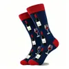 Nuevos Calcetines de Media Pantorrilla de Moda Otoño e Invierno de Amazon con Temática de Cerveza, Calcetines para Hombre de Comercio Exterior, Calcetines de Algodón de Moda Transfronterizos con Forma de Copa de Vino