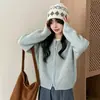 Abrigo suéter casual versátil de nuevo estilo transfronterizo para otoño e invierno, color liso, doble cremallera, cárdigan de punto gofrado para mujer