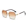 Gafas de sol sin montura de moda 2024 para mujer, de alta gama, de cara grande, antiultravioleta, de cara redonda, con protección solar de verano