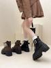2024 Nuevas Botas Martin Cortas para Hombre Explosiones Botas de Mujer Estilo Británico Marrón Suela Gruesa Tacón Alto Botas Cortas Botas de Mujer