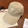 Gorra de béisbol roja estilo coreano en forma de P para mujer, circunferencia de cabeza grande, adelgazante para cara grande, gorra pequeña con visera, sombrero simple de ala ancha, verano