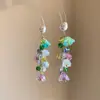 Pendientes de Botón Vintage "El Mago de Oz" Gota de Agua Verde Fresca Mariposa Primavera Verano