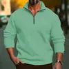 Sudadera Informal de Color Sólido con Mangas Largas y Media Cremallera con Cuello Alto para Hombre, Popular Otoño e Invierno 2025, Estilo Europeo y Americano, de Temu