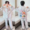 Pijama para niños, para niños, algodón peinado, manga larga, diseño lindo de dibujos animados, nuevo estilo primavera y otoño, conjunto de ropa para casa para niños mayores
