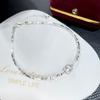 Pulseira de Pérolas Naturais de Água Doce e Fragmentos de Prata de Alto Brilho para Mulheres, Tornozeleira Minimalista Estilo Ins de Luxo Leve e Nicho