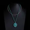 Collar Turquesa Estilo Étnico Retro Bohemio Collar Apilado Estilo Vaquero Occidental Cadena de Suéter de Alta Gama