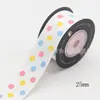 Fita de embalagem de presente com bolinhas de 25mm para grampo de cabelo, caixa de bolo DIY, cinto decorativo, fita de tecido 10 jardas/Rolo