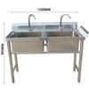 Lavabo de Acero Inoxidable de Doble Ranura para Lavar Verduras, Tazón para Lavar Platos de Restaurante, Cocina, Fregadero Espesorado de Acero Inoxidable 304