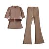 8722-2025 Spice Girls Ajustado Medio Cuello Alto Cintura Ceñida Larga Corta Camiseta Cintura Alta Pantalones Picantes traje