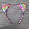 Faixa de cabelo de orelha de gato com lantejoulas transfronteiriça, fofa de desenho animado para crianças, acessórios de gato DIY, faixa de tecido para cabelo, acessórios de cabelo, venda direta