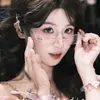 Gafas sin montura con borde incrustado de diamantes estilo coreano para mujer, Monturas de gafas de alta gama y elegantes para miopía, Se pueden equipar con lentes transparentes anti luz azul