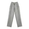 Pantalones de Algodón Cálido Color Café para Mujer, Forrados de Felpa para Invierno y Engrosados con Lana de Cordero, Pierna Recta Petite, Deportivos Casuales de Pierna Ancha